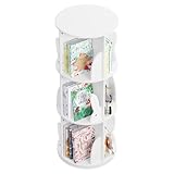 WOLTU Estantería Libros, Libreria Giratoria 3 Niveles, Estanteria Infantil de Pie, Estantería Blanca Niños, Estanteria para Habitación Infantil y Guarderías, Organizador Libros, φ40*97cm