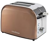 MakeCuisine Vintage Retro/Tostadora para 2 Rebanadas Anchas/Cancelar, Descongelar, Recalentar/Acces. Calientapanecillos + Bolsa de Tostar de Regalo/Acero Inox/Color Copper Tech/900W