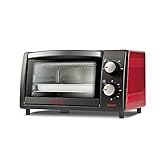 Girmi FE10 Horno de convección de Sobremesa de 10 Litros, 800 W, Temporizador de 60 minutos, Accesorios incluidos, Negro/Rojo