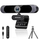 DEPSTECH Cámara Web 4K, Equipado con Sensor Sony, Ultra HD 1/2.55'' COMS, Zoom Digital 3X, Micrófonos y Altavoces, Control Remoto, Enfoque Automático, Cámara Webcam para PC, Conferencia y Videollamada