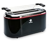 Family Care Tostadora Pan Doble Ranura Larga 1300W - 2 Rebanadas Largas de Pan, 3 Funciones, Soporte para Bollería, 7 Niveles de Tueste, Cuerpo Acero Inoxidable