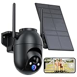 Camara Vigilancia WiFi Exterior Solar: 2K Camaras de Vigilancia sin Cables - Alarmas para Casa Camara 360° Detección Humana Pir Visión Nocturna Color IP66