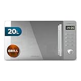 Cecotec Microondas de 20L Proclean 5120 Flatbed. Inox Potencia de 700W y Grill de 800W, 8 Programas, Pantalla Led, Diseño Mirrordoor, Interior Cerámico, Temporizador 30 Min, Tecnología 3Dwave