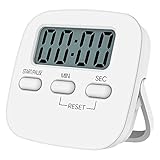 Jsdoin - Temporizador de Cocina con Pantalla LCD Grande, Temporizador de Cocina Digital con Alarma Fuerte (Blanco)