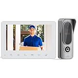 JeaTone Videoportero 4 Hilos,Pantalla IP de 7',Vista en Vivo y Conversación,Desbloqueo por Monitor Interior,12 Tonos de Llamada,1080P Timbre con Cámara,Visión Nocturna,IP65 Impermeable