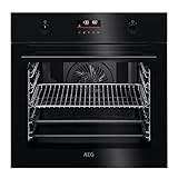 AEG BPK535060B Horno Multifunción, 71 L, Limpieza Pirolítica, 9 Funciones, Serie 6000, Cocción Multinivel, Calentamiento Rápido, Pantalla Táctil, Negro, Clase A+, Fabricado en DE