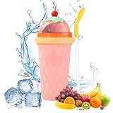 Slushy Maker, Taza de granizado, Silicone Slushy Maker Cup con cepillo y pajita, adecuada para batidos de bricolaje y helados caseros (rosa)