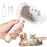 Brencco Cepillo Vapor para Gatos, 4 en 1 Cepillo para Gatos, Peine con Vapor para Perros Gatos, Recargable Cepillo Gatos, Cepillo Mascotas con Vapor de Limpieza con un Clic para Pelo Largo y Corto