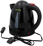 Dunlop Hervidor de Agua 24V - Calentador de Agua Electrico 0,8L - Pava Electrica Portátil con Enchufe para Encendedor de Eigarrillos - para Té, Café, Sopa y Fideos - Negro