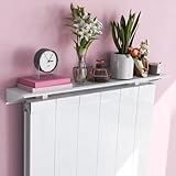 Mejoradas Balda Radiador, Estante para Radiador de Aleación de Aluminio de 14,5 cm de Ancho, Cubre Radiadores Sin Agujeros con Soporte de Fácil Instalación, Blanco,W 14.5cm/5.7in; L 50cm/19.7in