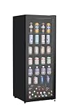 METRO Professional Frigorífico para Bebidas GSC4240B, Nevera Vertical con Puerta de Cristal, 54 x 54.5 x 139.5 cm, Iluminación Led, 6 Estantes Ajustables, con Cerradura, 4-18 °C (237 L, Negro)
