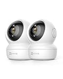 EZVIZ C6N (2-Pack) Cámaras Vigilancia WiFi Interior 360º, 1080P Camara Vigilancia Bebé/Mascotas, Visión Nocturna, Audio Bidireccional, Detección de Movimiento, Control Remoto, Compatible con Alexa