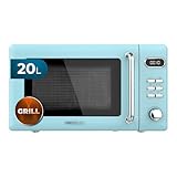 Cecotec Microondas Digital con Grill de 20 L Proclean 5110 Retro Blue. 700 W en 5 Niveles, Temporizador hasta 60 mins, 8 Programas y Modo Descongelación, Diseño Vintage en Azul