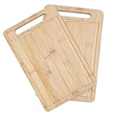 Luazvilkpsar 2 Piezas Tabla de Cortar de Bambú, 30.5x19.5x1.2cm Tabla de Cocina de Madera, Tabla de Corte de Cocina con Ranura, Tabla para Trinchar, para Cortar y Servir Aperitivos, Pan, Verduras