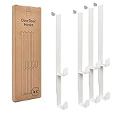 D&D Living® Ganchos para Puertas hasta 16 mm | 4x Ganchos Dobles para Perchero de Puerta | Gancho para Ropa para Puerta y Armario (Blanco)