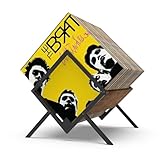 Showxeeyee Almacenamiento de discos de vinilo, soporte de almacenamiento de vinilo para 80-100 discos, organizador minimalista y de estilo retro para discos de vinilo, CD, revistas, libros, archivos