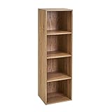 LOLAhome Estantería Cubo de Madera para Despacho, Librería, Dormitorio o Despensa (Natural, 4 estantes (106 cm))