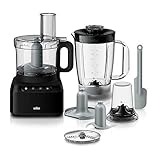 Braun Robot de cocina PureEase FP 3132 con batidora de 1,2 L y cuenco de 2,1 l, fácil de usar, rápido e intuitivo, dos velocidades más pulsas, diseño compacto, sistema EasyClick, negro