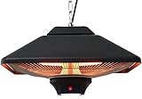 Aktobis Calefactor radiante de techo WDH-200LS con lámpara LED integrada y dos tubos de calefacción de alta eficacia (1000/2000 W)