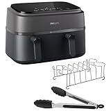 Philips Airfryer Dual Basket Serie 3000, 9L, Freidora de aire con 2 cestas, Kit Desayuno, Tecnología Rapid Air, 99% menos de grasa, ahorro de energía, ideal para familias, App HomeID (NA350/03)