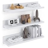 ComfortCove Estante de Pared 39cm, Estantes Flotantes, Estante Montado en la Pared, 3 Estantes Blancos Montados con Tornillos, Baldas flotantes, Juego de 3 Estantes para Dormitorio, Cocina
