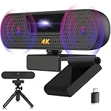 VIZOLINK W8GS Webcam 4K, Ultra HD Cámara Web con Micrófonos, Autofocus, 85°View, Plug&Play, Protección de la Privacidad, Reducción de Ruido, PC Webcam para Videoconferencias, Streaming y Aprendizaje