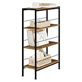 WOLTU Estanteria Almacenaje de 4 Niveles, Estanteria para Libros, Estanteria Industrial para Cocina, Salon y Dormitorio, Estructura Metal, Marrón Rústico + Negro, 50x20x78 cm, RGB52shm