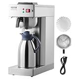 VEVOR Cafetera de Goteo Comercial de 12 Tazas Cafetera con Jarra Térmica 2,0 L para Mantener Caliente o Fría Cafetera de Acero Inoxidable para Restaurante, Oficina, Cafetería, 405 x 203 x 530 mm