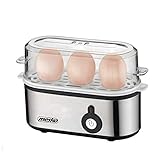 MESKO MS-4485 Cuece Huevos Eléctrico para 3 Huevos, Acero Inoxidable, Protección por Sobre Calentamiento, 350W, Libre de BPA