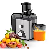 Exprimidor de frutas enteras de 800 W, exprimidor sin BPA, exprimidor de frutas y verduras de 2 velocidades, motor silencioso, fácil de instalar y limpiar