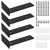 Chiluxendo 4 Piezas Escuadras para Estanterias, Soporte Estanteria Baldas Pared, Soportes para Estantes Invisible, Soportes para Estanterías Flotante, Soporte de Estante en L de Alta Resistencia