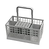 wenco Premium - Cesta de cubiertos universal para lavavajillas con asa extraíble, tapa de rejilla plegable, tamaño total con asa 23,7 x 13,7 x 24,7 cm, color gris