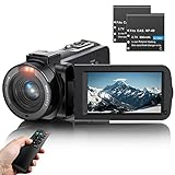 Cámara de Video FHD 1080P 36MP 30FPS Videocámara de Youtube Vlogging Visión Nocturna IR 16X Zoom Digital 3.0'' IPS Rotación Pantalla de 270 Grados Videocámara Digital con Control Remoto y 2 Baterías