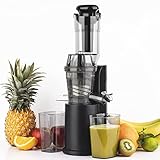 H.Koenig Licuadora para Frutas y Verduras de Prensado en Frío, Extractor de Jugos, 0.8 Litro, 60 RPM, 250 W, Libre de BPA, Negro GSX16, 44 Decibelios, Plástico