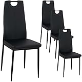 buybyroom Juego de 4 sillas de comedor modernas, sillas de cocina acolchadas, patas de metal, aptas para sillas de salón, cocina, oficina de invitados, color negro