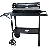 Bricoloco.com Carro Barbacoa carbón portátil exterior para cocinar kit de asado incluido.
