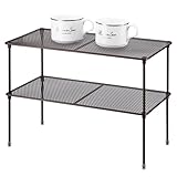 Lonian Paquete de 2 organizadores de estantes de cocina para gabinete, organizador de armario expandible y apilable, estante de almacenamiento para baño, cocina, cuarto de lavado (marrón), LN-HK-0122