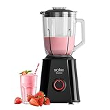 Solac - Batidora de vaso Solution BV6785 1500W, Jarra cristal graduada 15L, Cuchilla desmontable de inox con 4 filos, 2 velocidades + Pulse, Pica hielo, Vaso medidor 50ml, Apta lavavajillas