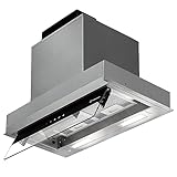 Turbionaire Enia 60, Campana Extractora Cocina 60 cm, Motor Brushless 800 m³/h, A++, Controles táctiles en panel móvil, Aspira. perimetral, Instal. flexible, Acero Inoxidable, 3 velocità+impulso