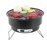 KUNANG Barbacoa de carbón, barbacoa portátil de camping, multifunción, negro, acero inoxidable