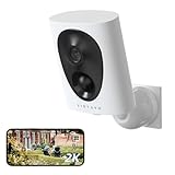 virtavo 2K Camara Vigilancia WiFi Exterior/Interior sin Cables batería Recargable, QHD, IA para detección, Larga duración en Espera, visión Nocturna en Color, detección de Movimiento PIR