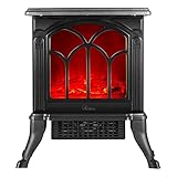ARDES AR354 Chimenea Eléctrica Cerámica Efecto Leña Ardiente, Chimenea Eléctrica Llama Regulable y Termostato, Estufa Falsa Chimenea Eléctrica, Estufa Eléctrica Efecto Chimenea Clásica Negra