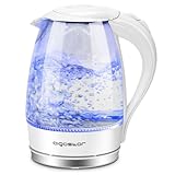 Aigostar Eve 30Gon - Hervidor de Agua Eléctrico, Vidrio Borosilicato, con Iluminación Led, 1,7 Litros, Libre de Bpa, 2200 W, Base 360º, Filtro Antical, Doble Sistema de Seguridad, Diseño Exclusivo.