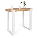 IDMarket Phoenix - Mesa alta de bar (113 cm), color blanco y madera