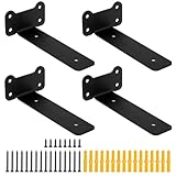 4 Pzs Soporte Estanteria Pared, Soportes para Estanterías, Escuadras para Estanterias Negras Metalicas Invisibles, Soportes Balda Flotante Pared de Estantería (Negro, 150mm Oreja de gato)