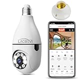 LACOSVI Cámara de Bombilla de Seguridad Cámara Inteligente 360​​° Full HD 1080P Cámara WiFi para el Hogar 2.4G, y 5G Interior Exterior con detección de Movimiento de visión Nocturna Casquillo E27