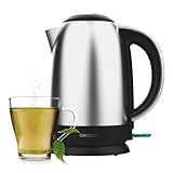 Cecotec Hervidor de Agua Eléctrico de 1,7L Thermosense 200 Steel. 2200W, Cuerpo de Acero Inoxidable, Base con Giro de 360º, Asa Ergonómica Tacto Frío, Indicador Luminoso, Doble Sistema de Protección