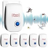 Electrónico Repelente Mosquitos, 6 Pack Ahuyentador de Ratas, Repelente Ultrasónico de Plagas, Repelente Ultrasónico Ratas, Ahuyentador de Ratones Ultrasonidos para Mosquitos, Moscas, Arañas, Insectos