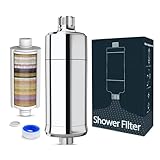 Filtro de Ducha de 32 Etapas con Vitamina C, MEKO Filtro Antical para Agua Dura, Filtro con Cartuchos Reemplazables de Purificación Multietapa para Eliminar Cal, Cloro Residual y Proteger Piel/Cabello