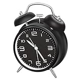 LATEC Reloj Despertador de Doble Campana con luz Nocturna, Gran Esfera de 4 Pulgadas, Batería de Reloj Despertador Ruidoso, sin Tictac, Silencioso, Timbre de Alarma Retro, Unidad de Cuarzo (Negro)